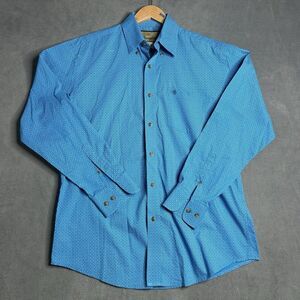 Wrangler Men's Shirt Geometric‎ Blue Button Down Long Sleeve Size Medium